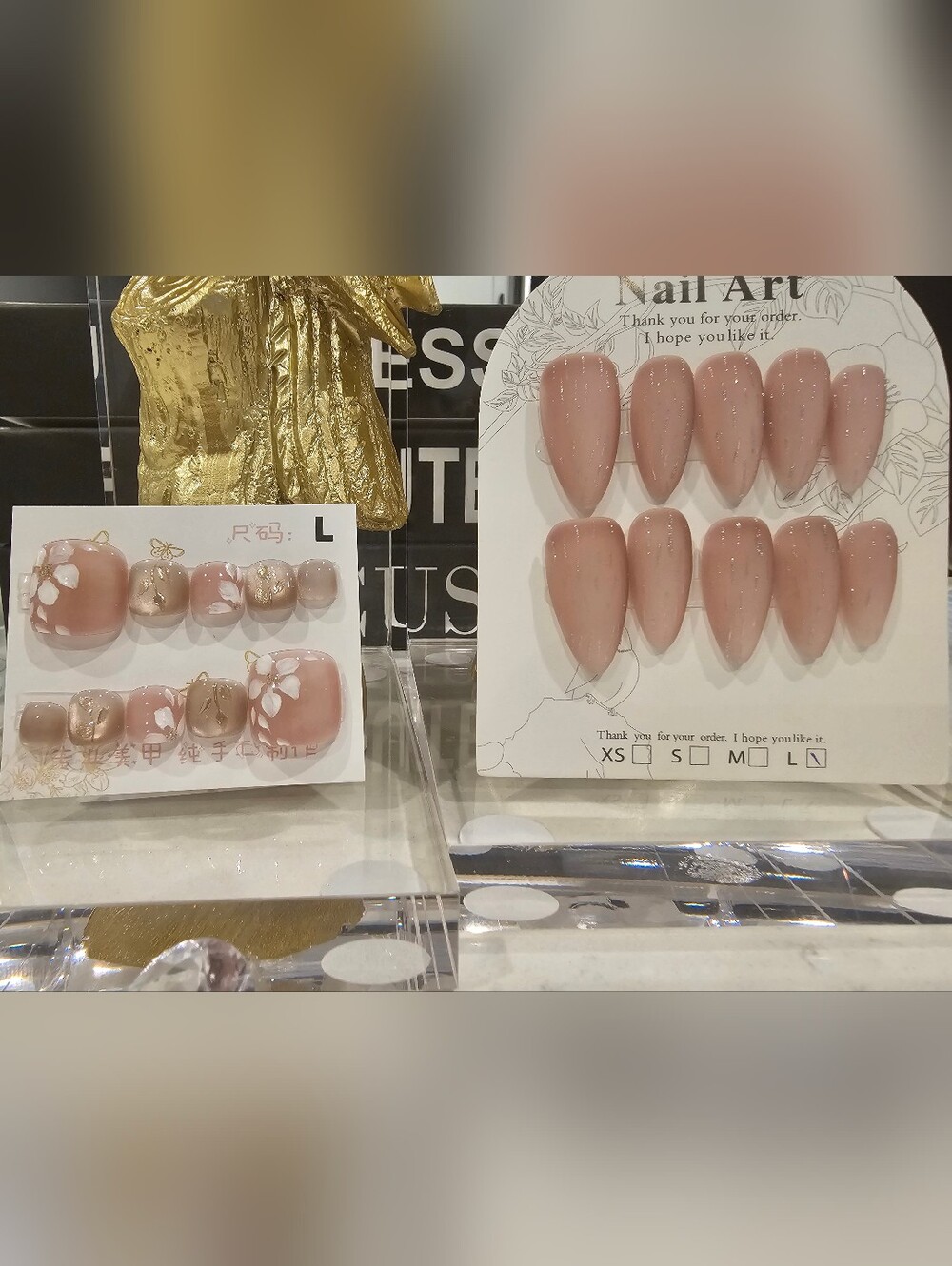 Elegant Blush Pink Press-On Nails – and Classy Pedicure Chic Set (Large)
